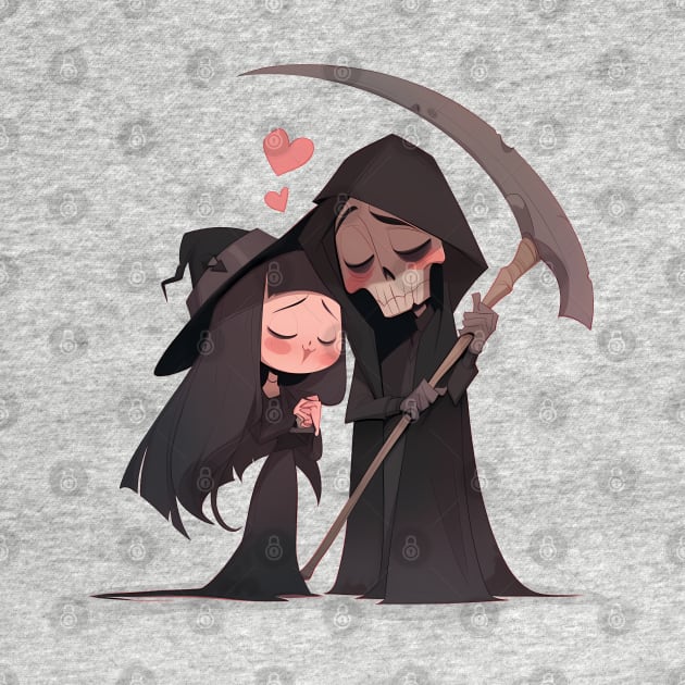 Grim Reaper and Wicked Witch Falling In Love. Spooky Romance. by Lunatic Bear